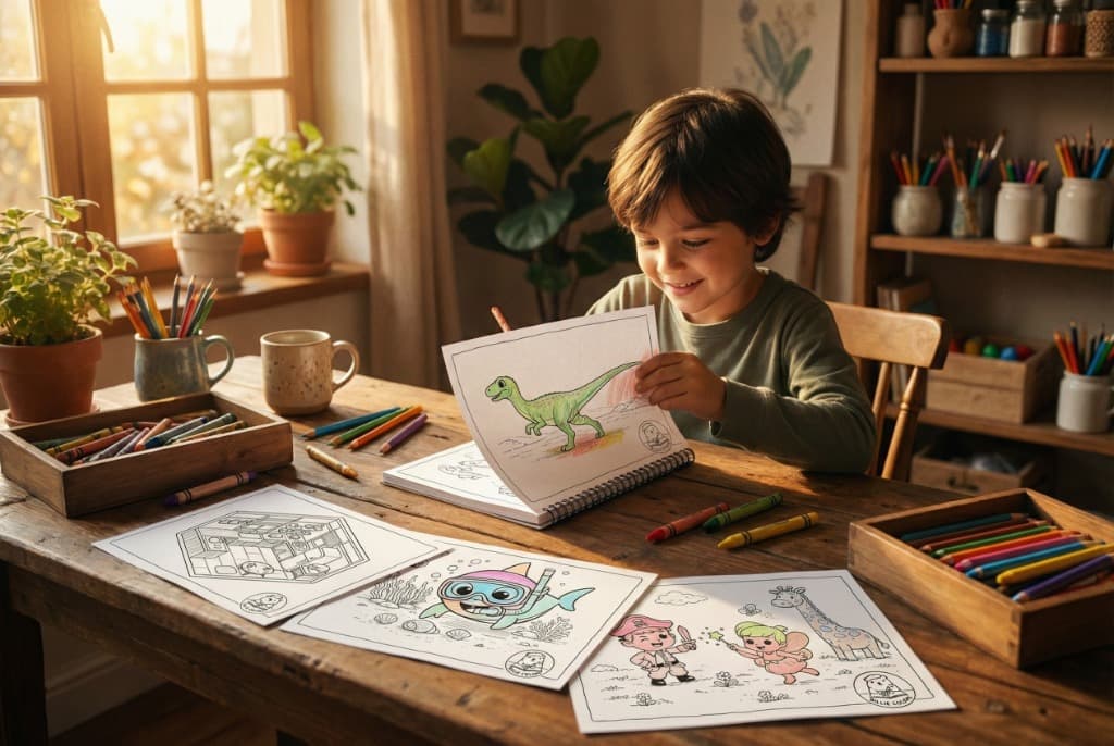 Niño coloreando concentrado